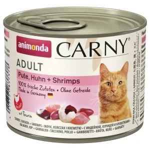 Sparpaket 6 x 200 g Animonda Carny Adult Pute, Huhn + Shrimps Katzen Nassfutter Abverkauf